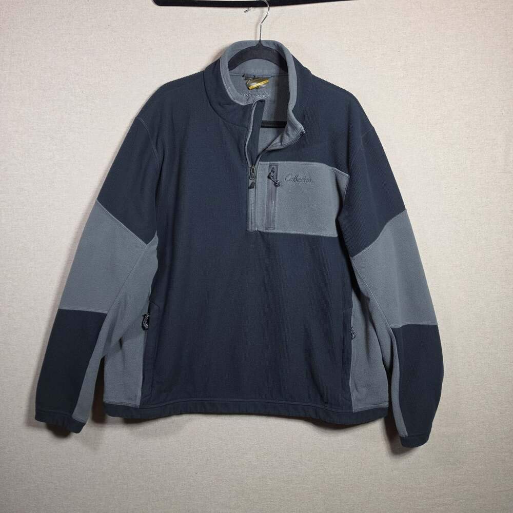 Cabelas Fleece 1/4 Zip Pullover Mens XL Gray Outdoors Casual Warm Soft